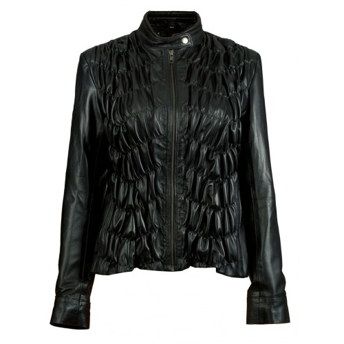 2015 New fashion Blossom Extravaganza Black Womens Leather Jacket for womens 